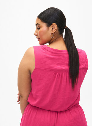 Sleeveless top with wrinkle details, Pink Peacock, Model image number 1