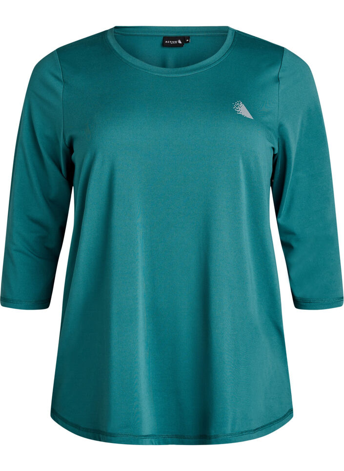 Sports top with 3/4 sleeves, Green, Packshot image number 0