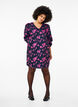 Short jacquard dress with long sleeves, Black w. Red Rose, Model image number 2