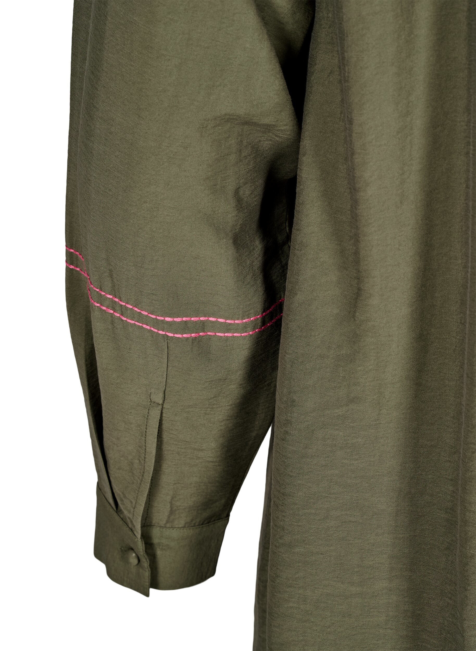 Zizzifashion Short dress with contrasting embroidery, Green, Packshot image number 3