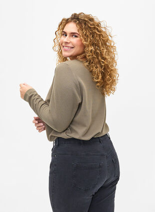 Textured A-line blouse, Greige, Model image number 1