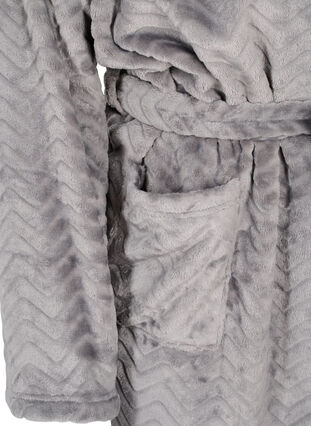 Short patterned dressing gown with pockets, Dark Grey, Packshot image number 3