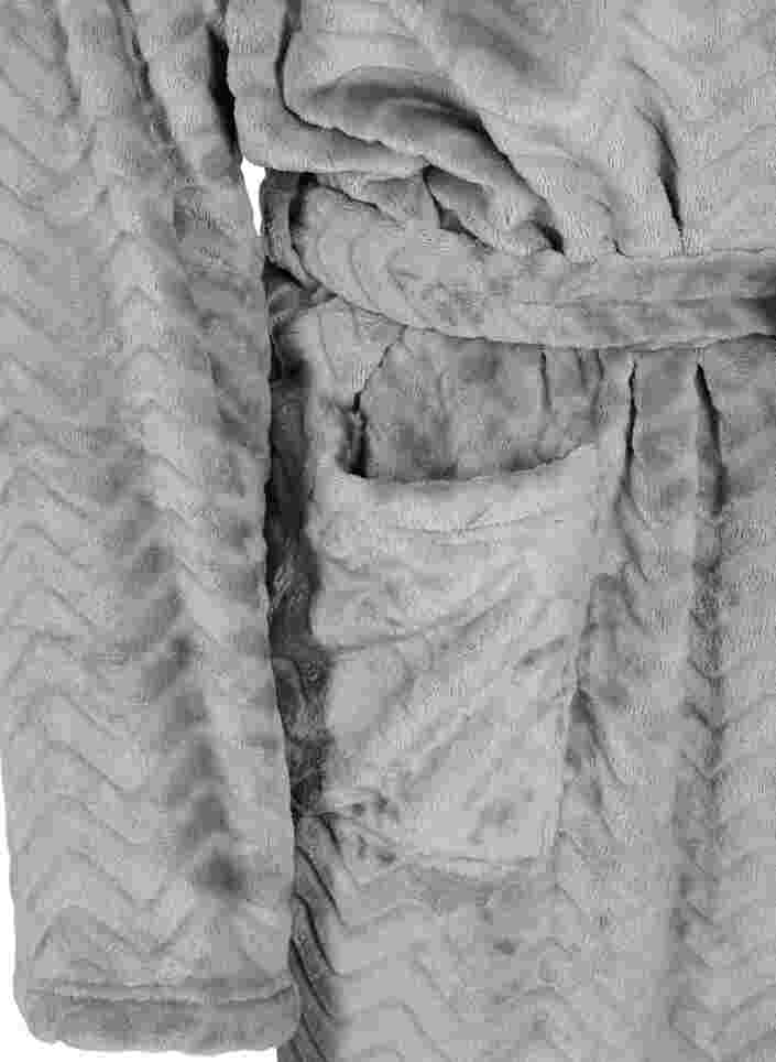 Short patterned dressing gown with pockets, Dark Grey, Packshot image number 3