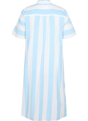 Short-sleeved cotton shirt dress with stripes, Blue Bell Stripe, Packshot image number 1