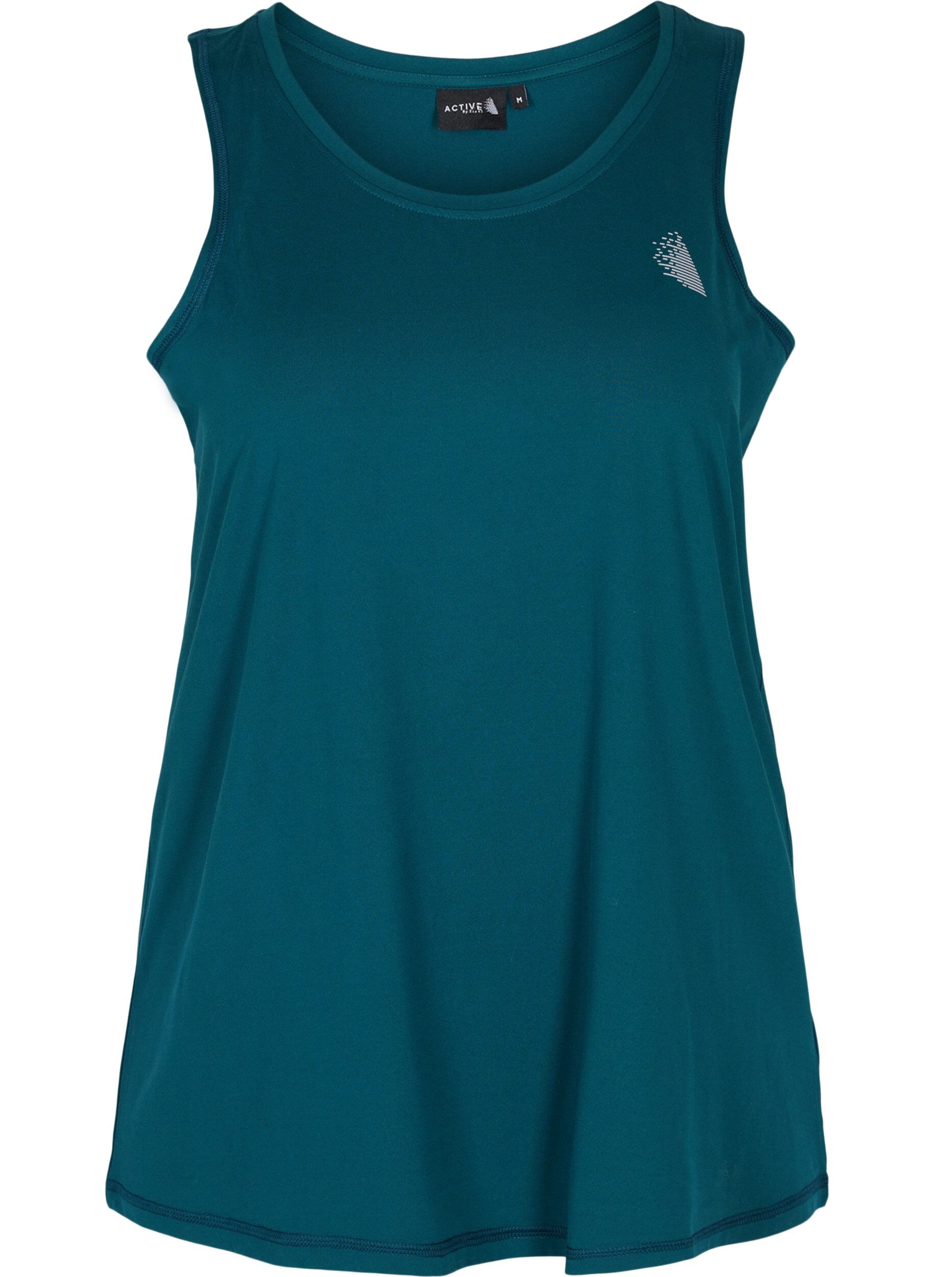 Zizzifashion Plain-coloured sports top with round neck, Green, Packshot image number 0