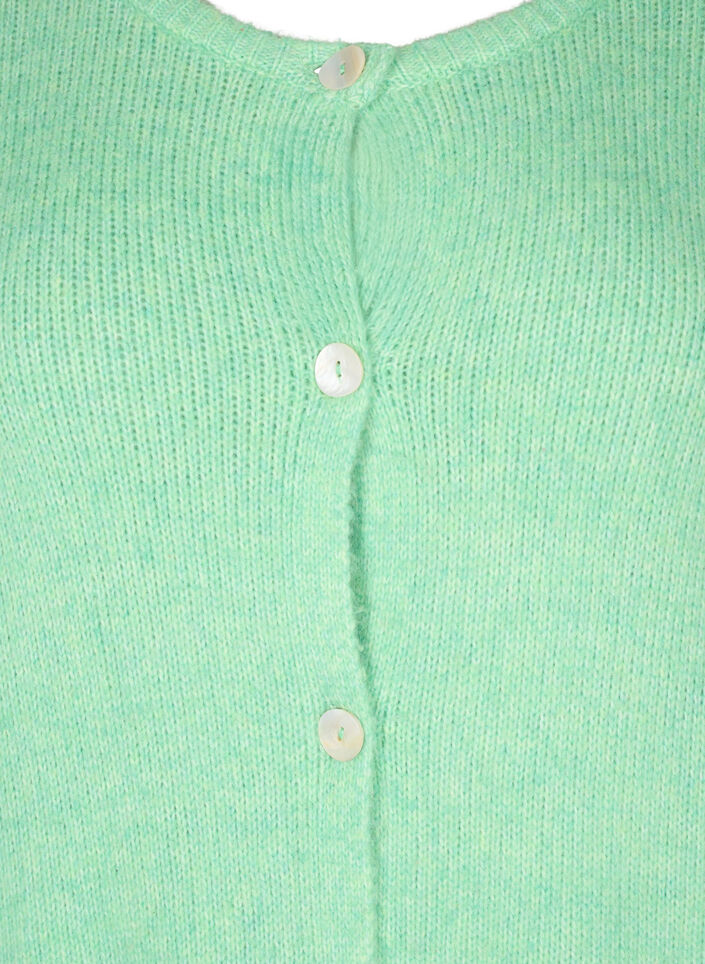 Knitted cardigan with wool and buttons, Light G. Green Mel., Packshot image number 2