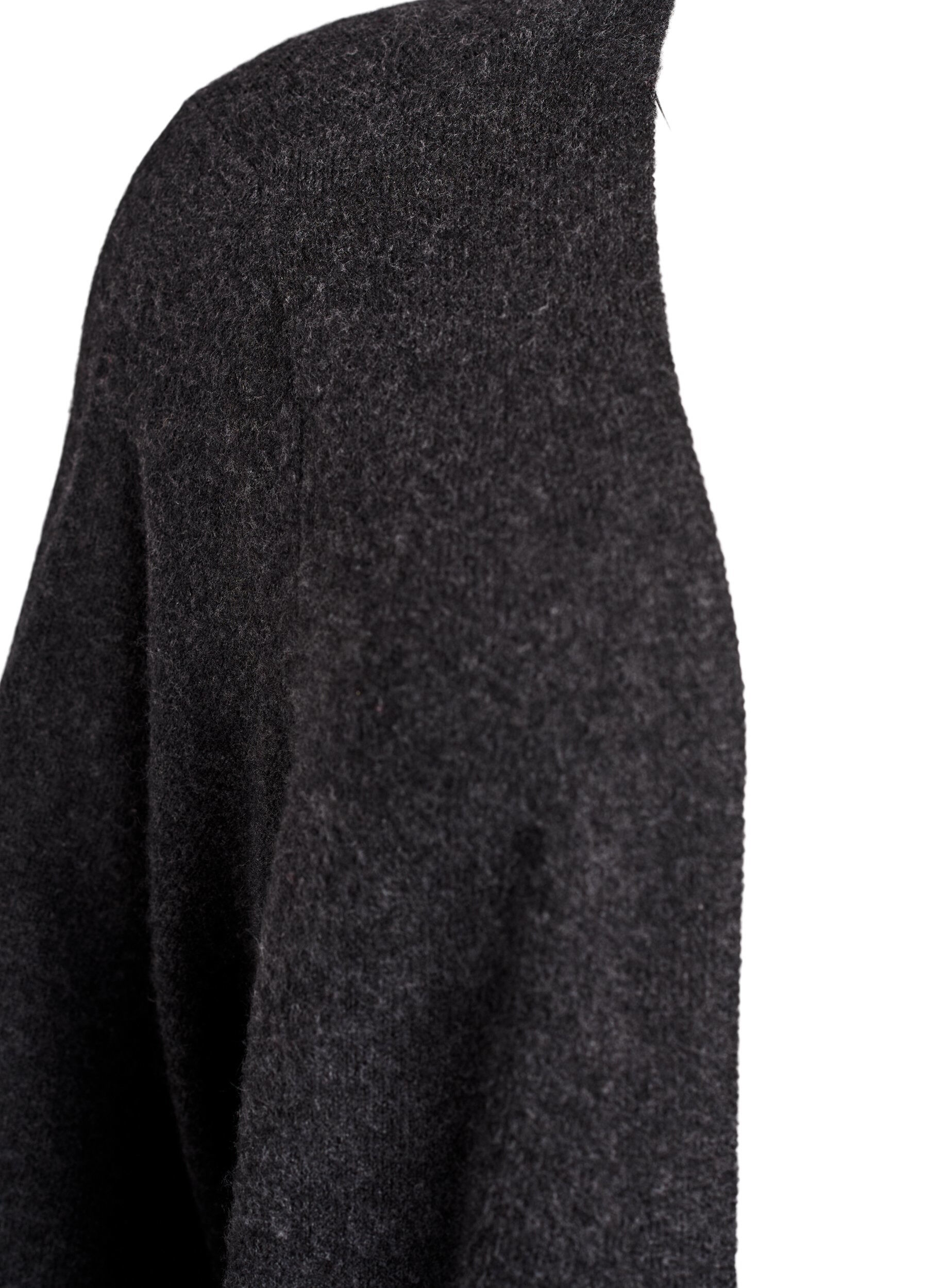 Zizzifashion Long knit cardigan with pockets, Dark Grey, Packshot image number 2