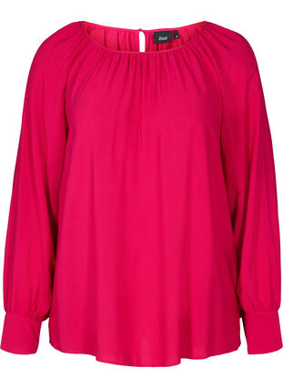 Long-sleeved viscose blouse, Cerise, Packshot image number 0
