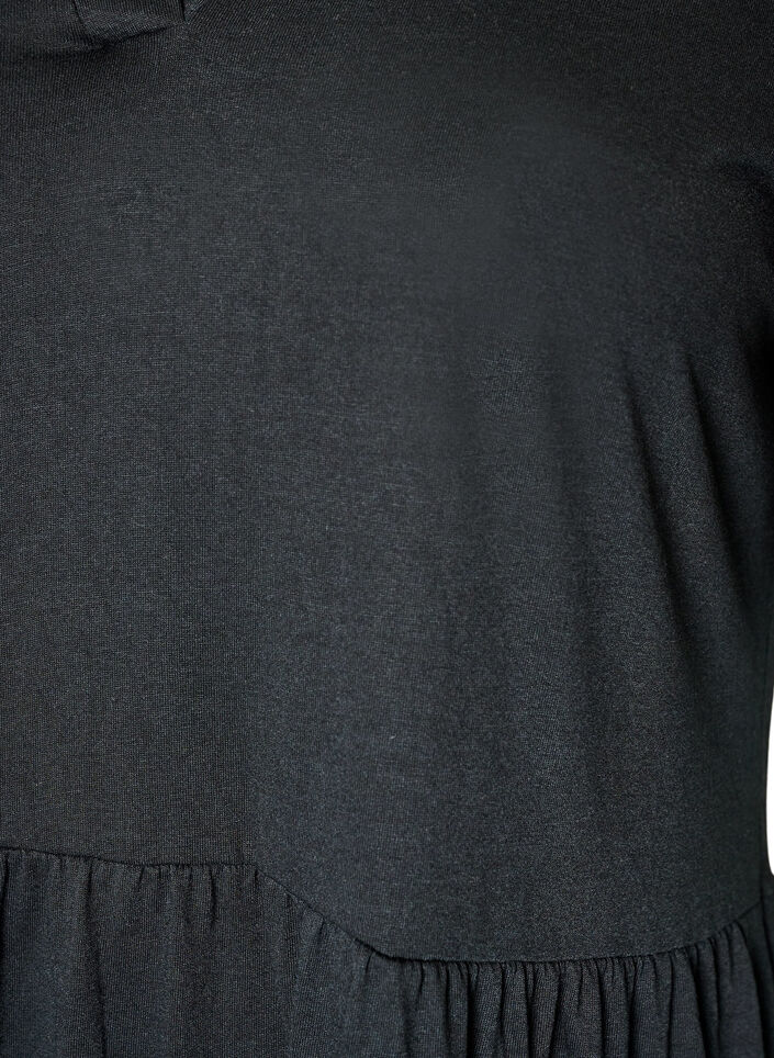 Jersey dress with lace details and a layered skirt, Black, Packshot image number 2