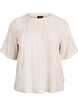Blouse with a textured pattern and short sleeves, Beige, Packshot image number 0