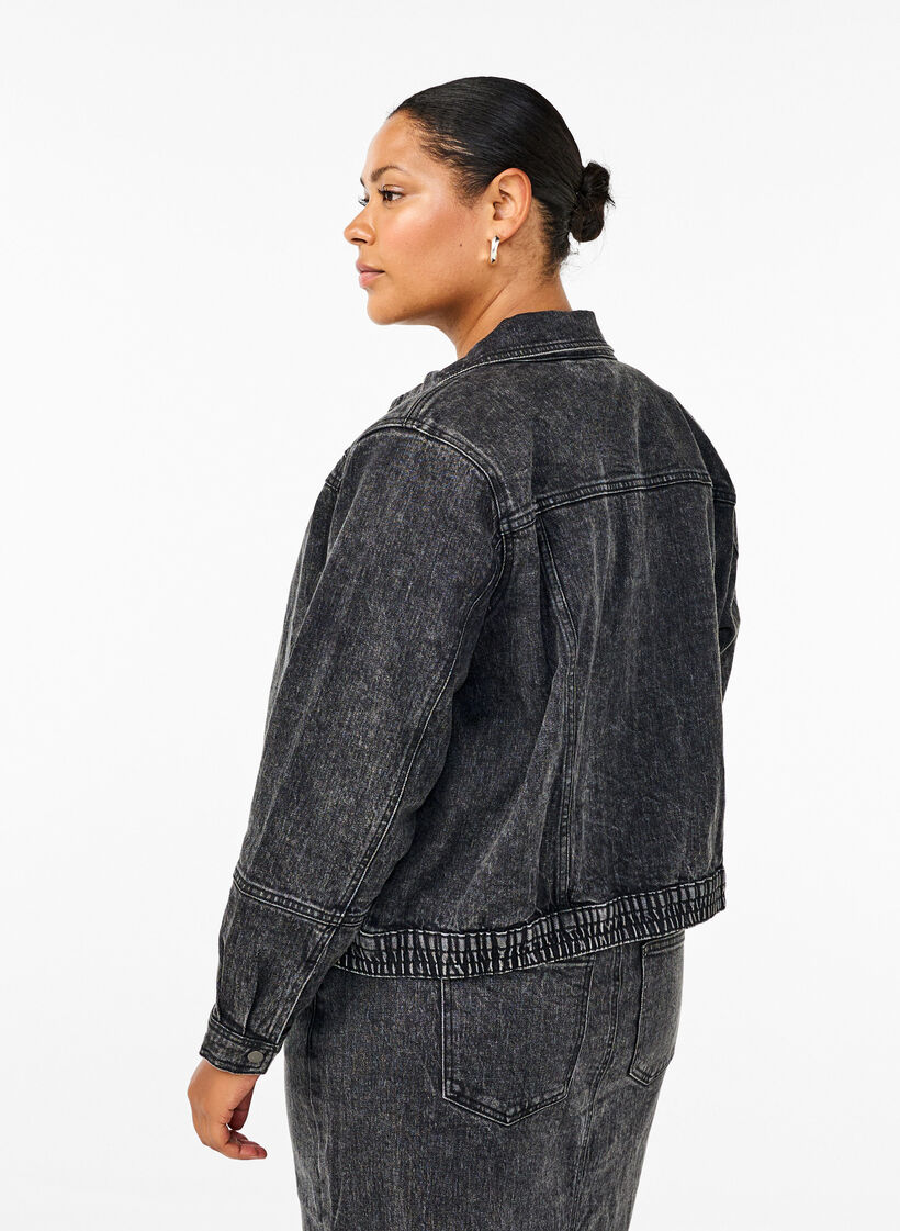 Denim jacket with hidden zip, Dark Grey Denim, Model image number 1