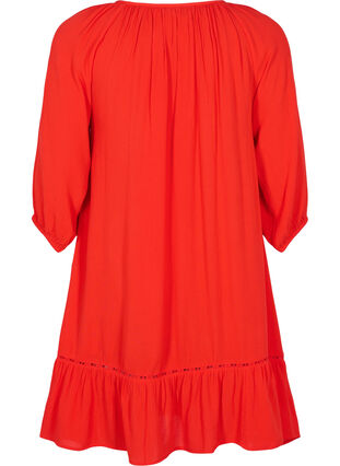 Viscose dress with 3/4 sleeves, Fiery Red, Packshot image number 1
