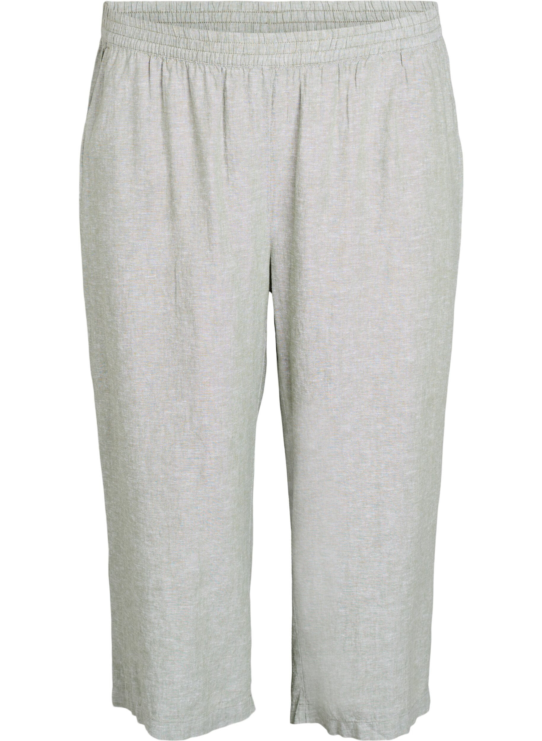 Cropped trousers in linen and viscose