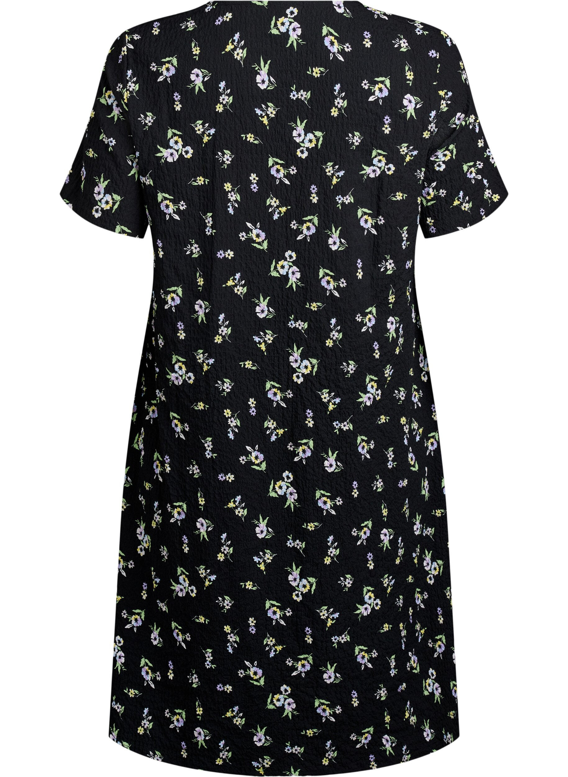 ZizzifashionShort-sleeved dress with a V-neck, Black, Packshot image number 1