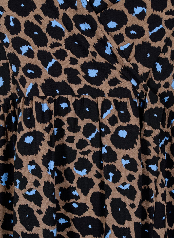 Wrap dress with short sleeves, Fossil w.Bl.Leo AOP, Packshot image number 2