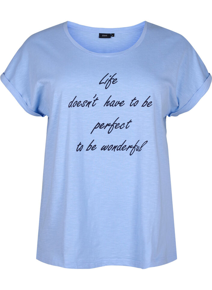 Printed T-shirt in organic cotton, Serenityw.Navy Print, Packshot image number 0