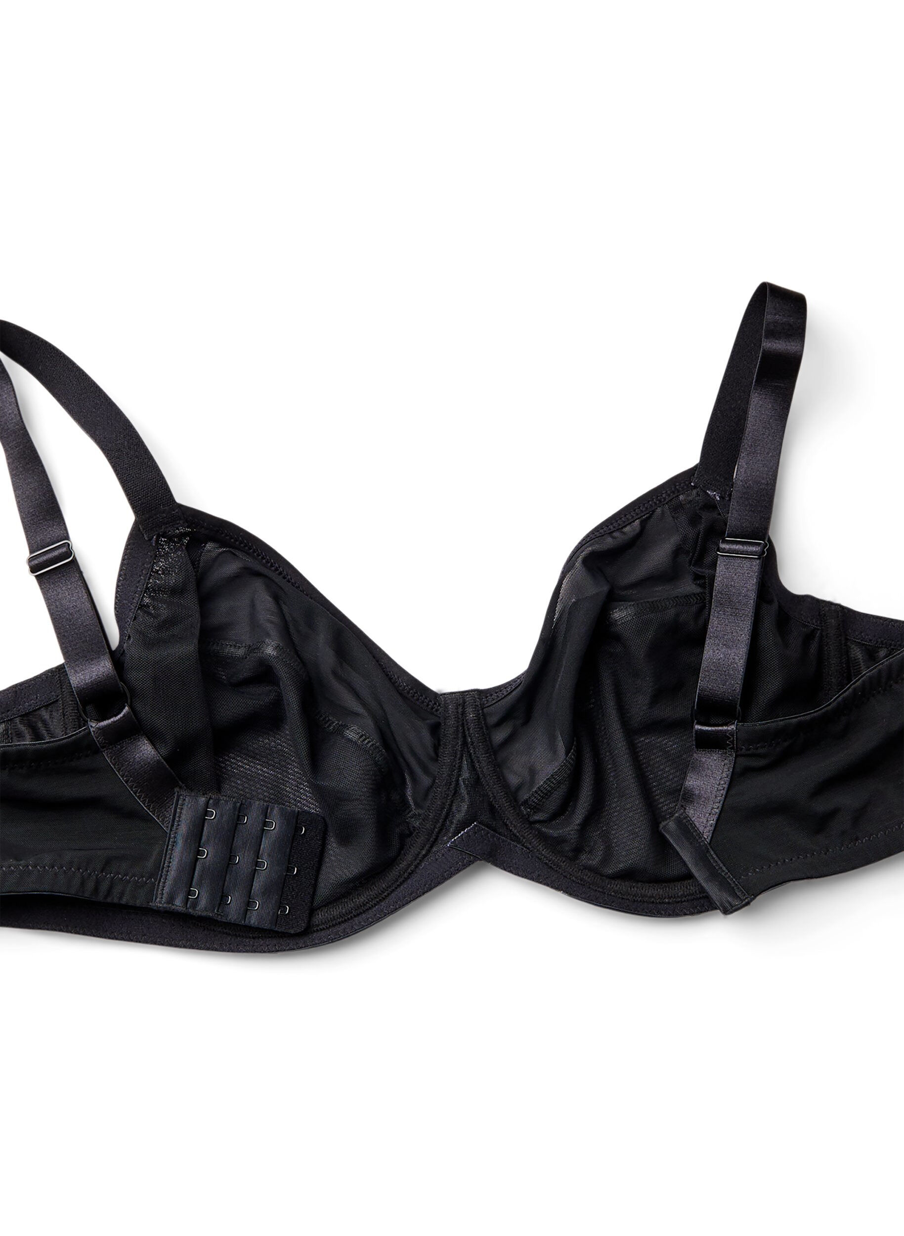 Zizzifashion Full cover basic bra in mesh, Black, Packshot image number 3