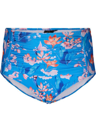 Extra high-waisted bikini bottom with print, Bright Blue Print, Packshot image number 0