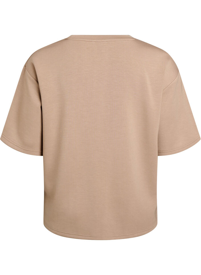 Loose T-shirt with half sleeves, Beige, Packshot image number 1