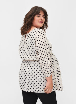 Maternity blouse in viscose and print, Off White Dot, Model image number 1