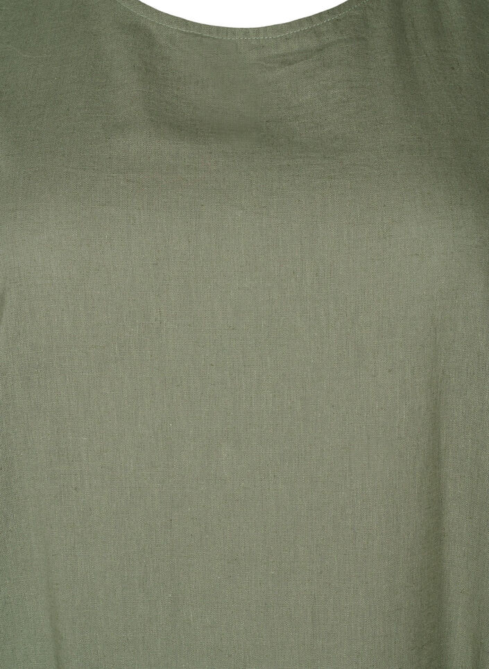 Sleeveless cotton blend dress with linen, Deep Lichen Green, Packshot image number 2