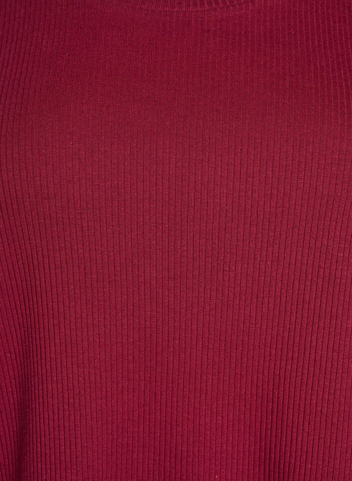 Ribbed jersey blouse with short sleeves, Dark Bordeaux, Packshot image number 2