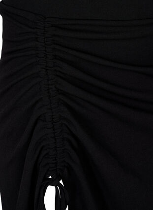 Midi skirt with slit and ruched effect, Black, Packshot image number 2