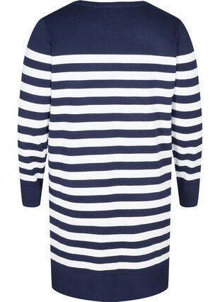 Striped knitted dress in a mix of viscose, Navy Blazer W/Birch, Packshot image number 1