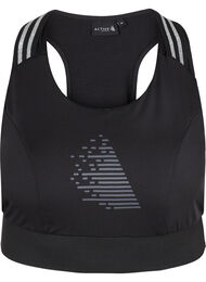 Sports bra with glitter and cross back, Black w. SilverLurex, Packshot