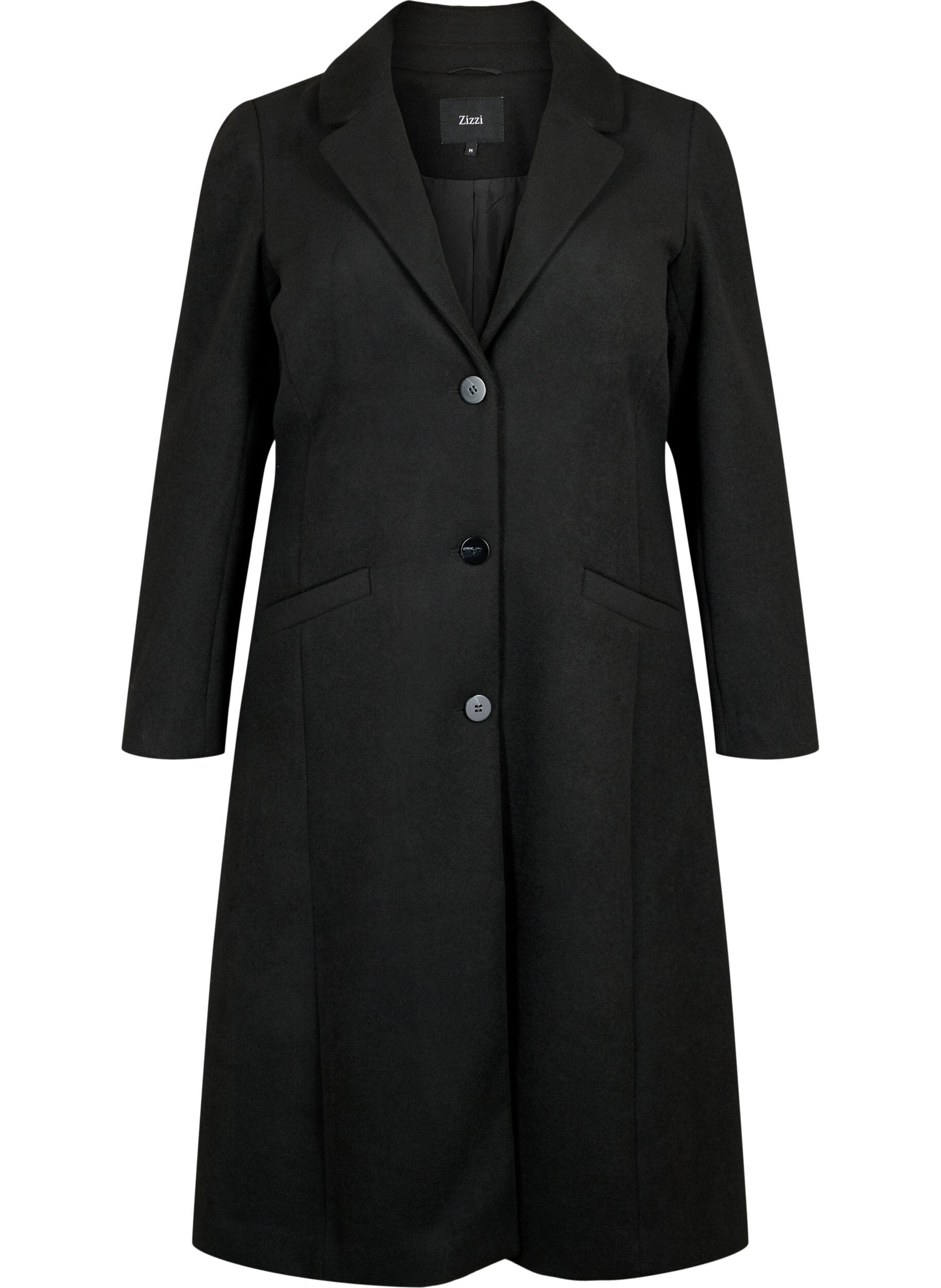Zizzifashion Coat with buttons and pockets, Black, Packshot image number 0