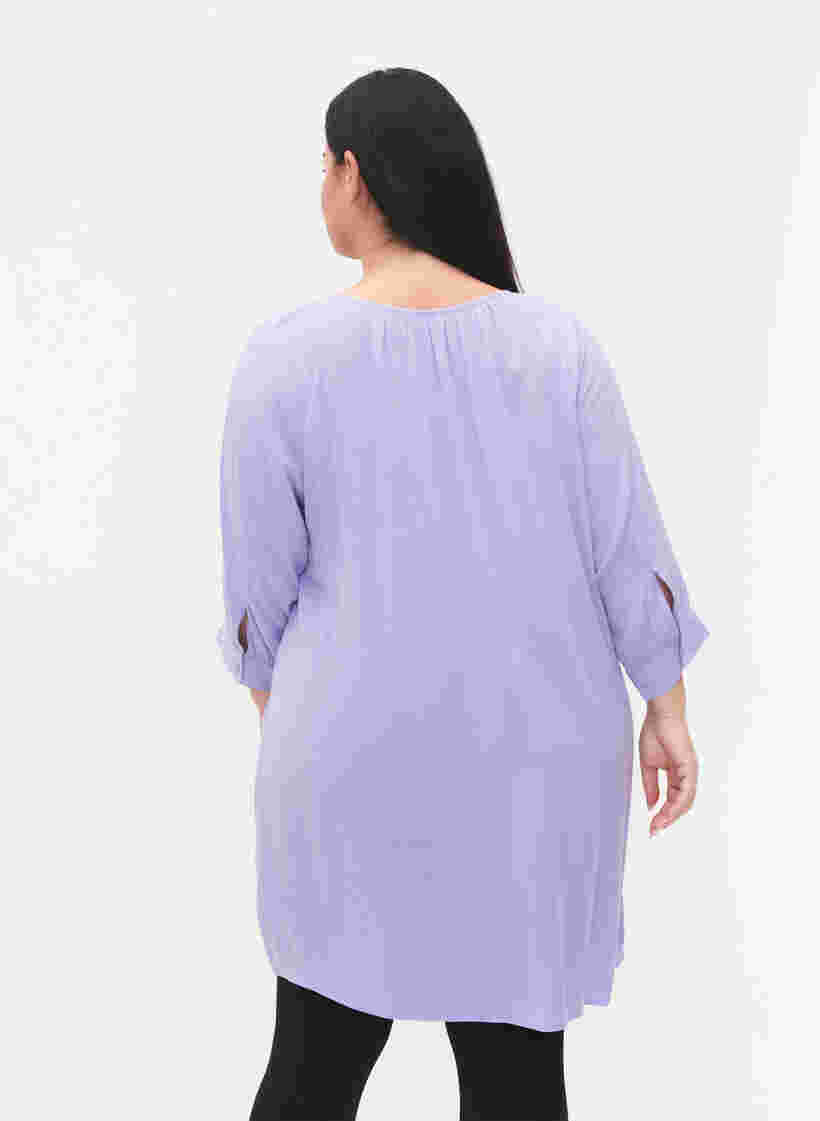 Viscose tunic with 3/4 sleeves, Lavender, Model image number 1