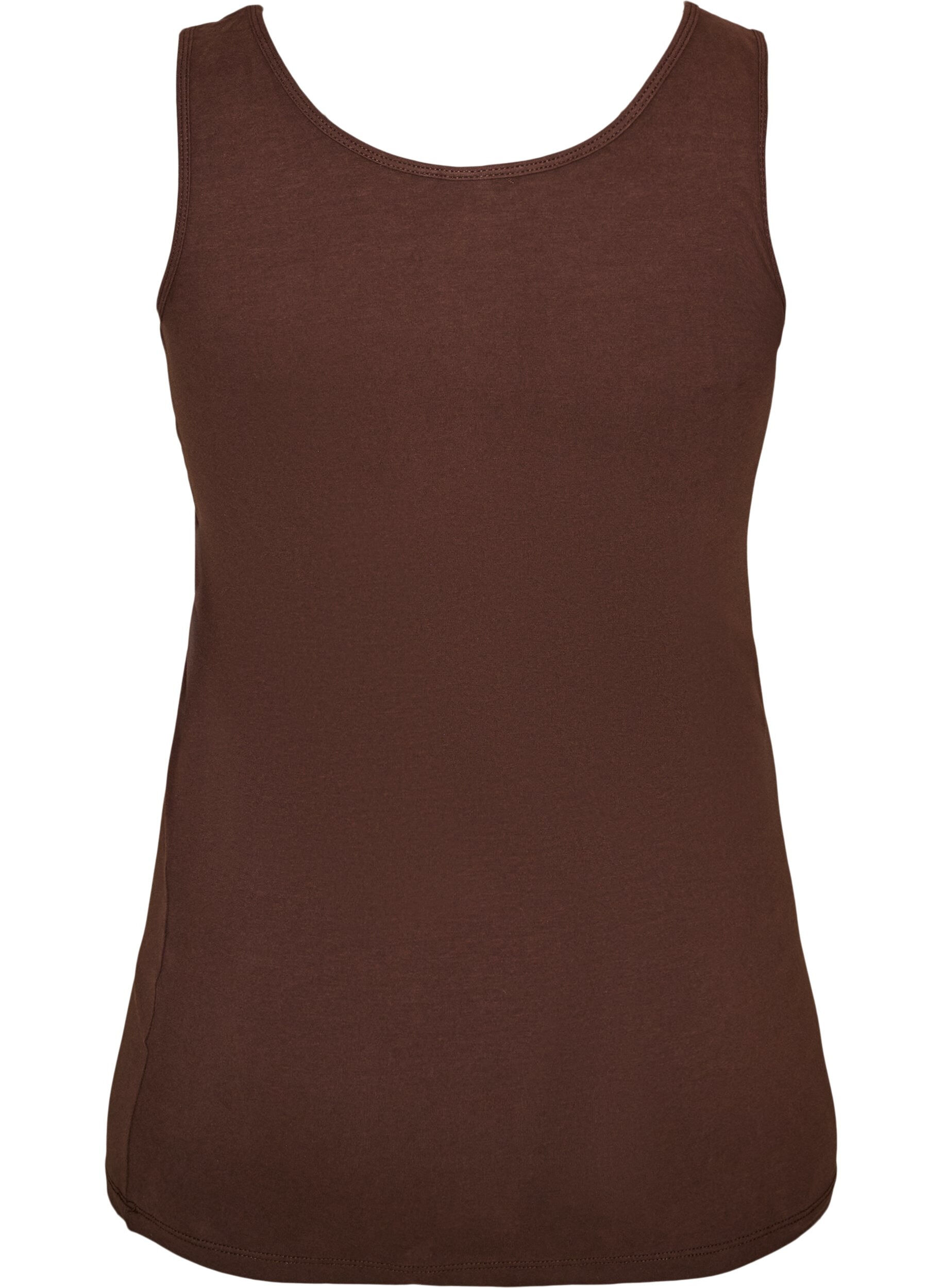 ZizzifashionSolid color basic top in cotton, Brown, Packshot image number 1