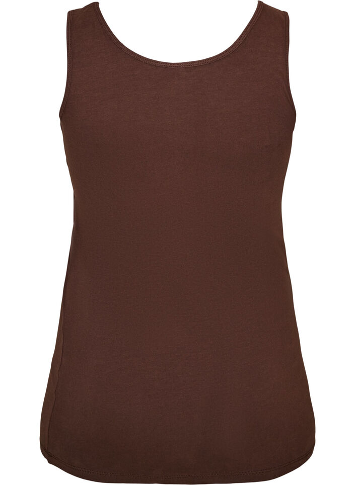 Solid color basic top in cotton, Brown, Packshot image number 1