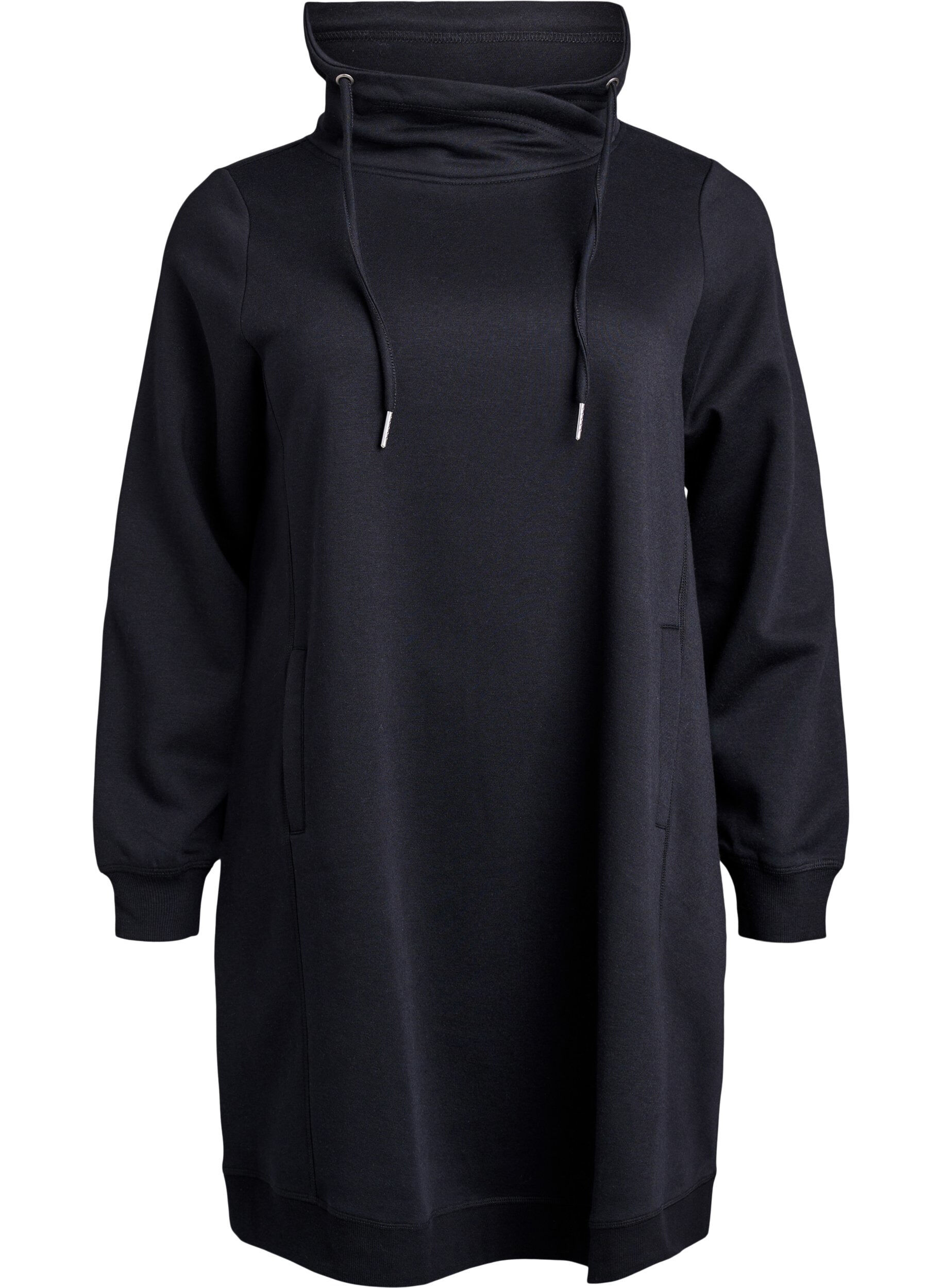 FLASH - Short sweatshirt dress with high collar and pockets