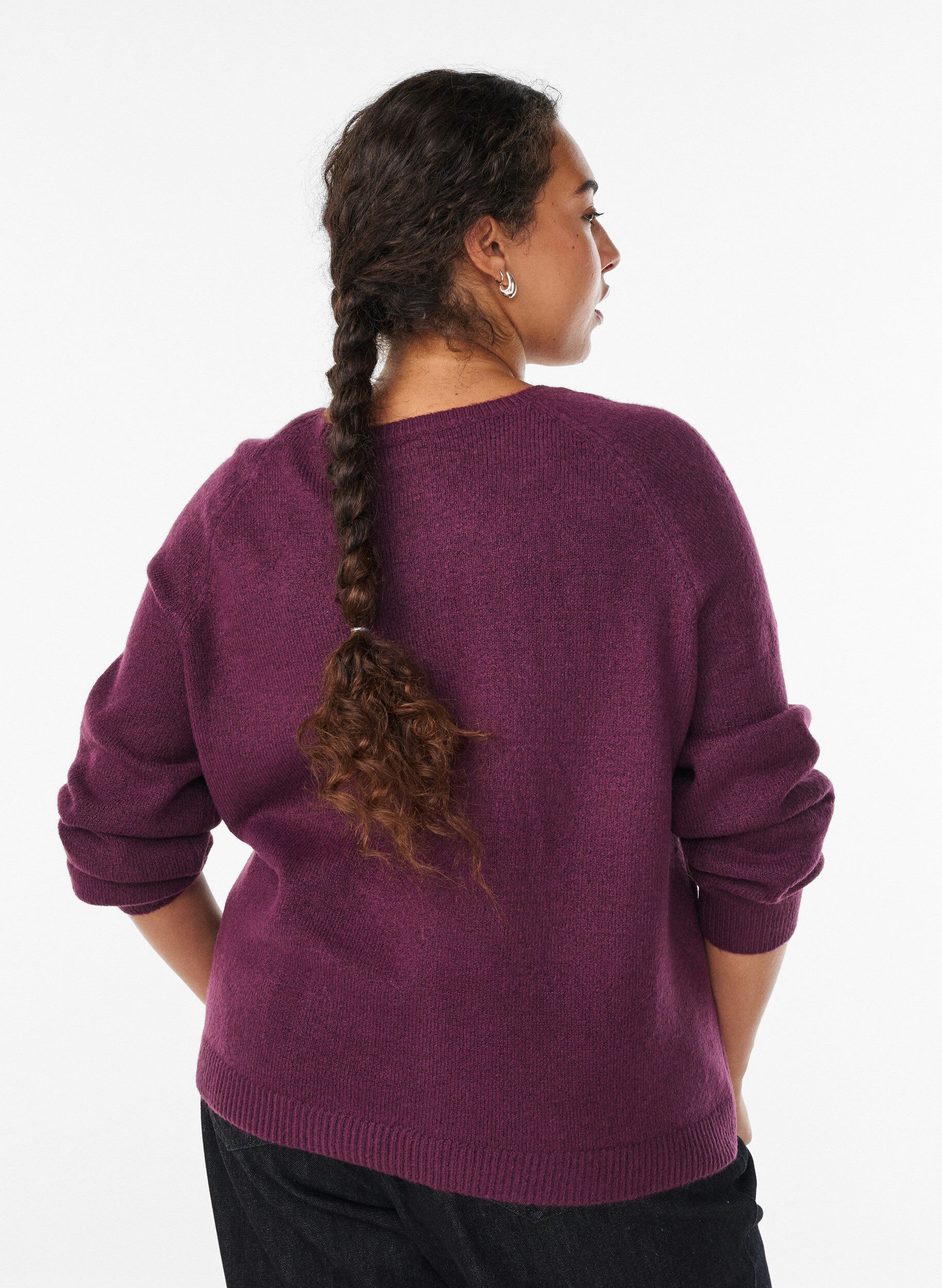 Zizzifashion Soft knit with a round neck, Purple, Model image number 2