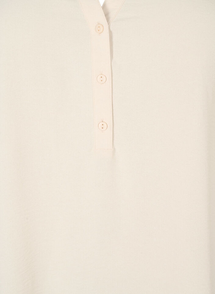 Solid color tunic with v-neck and buttons, Warm Off-white, Packshot image number 2