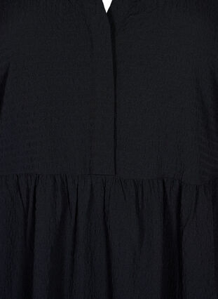  Plain midi dress with 3/4 sleeves, Black, Packshot image number 2