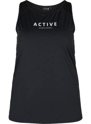 Sports top with text print, Black, Packshot image number 0