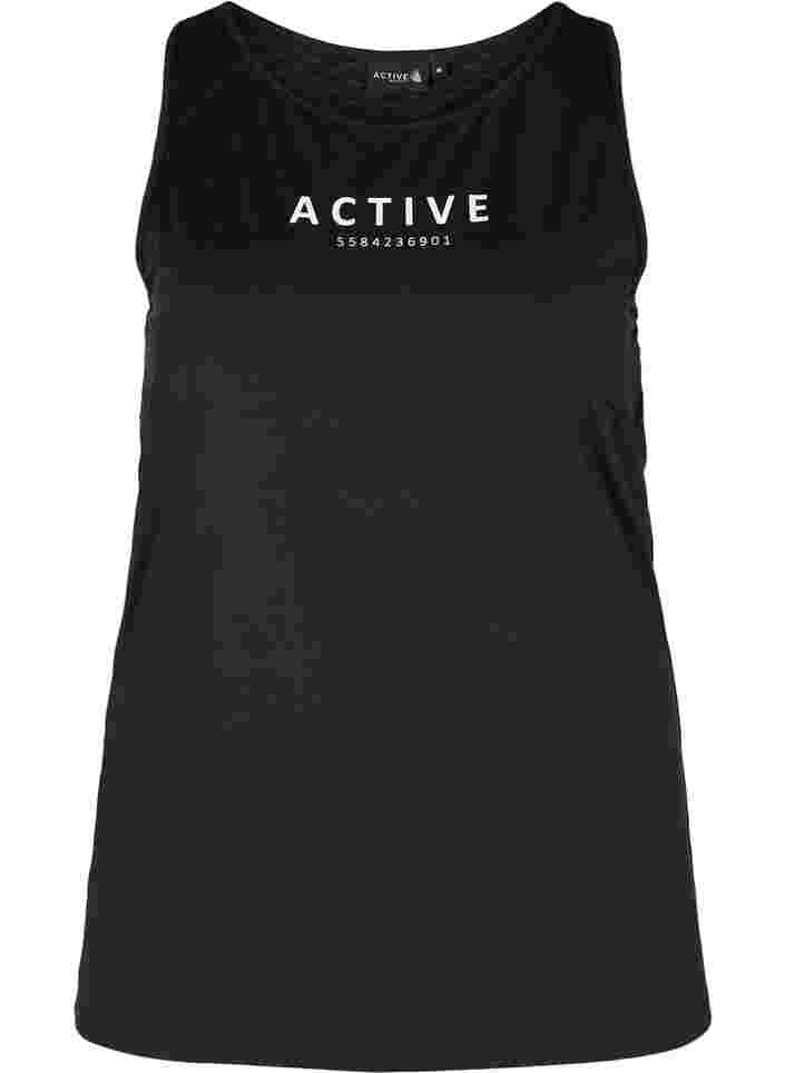 Sports top with text print, Black, Packshot