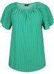 Plain viscose blouse with short sleeves, J.Green/White Stripe, Packshot image number 0