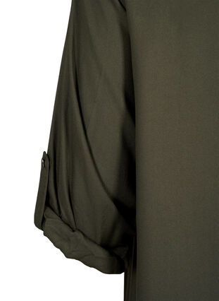 Shirt dress in viscose with hood and 3/4 sleeves, Thyme, Packshot image number 3