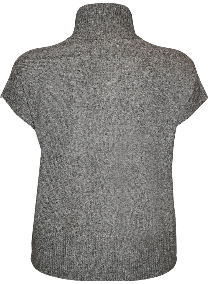 Knitted vest with high collar and zip, Grey, Packshot image number 1