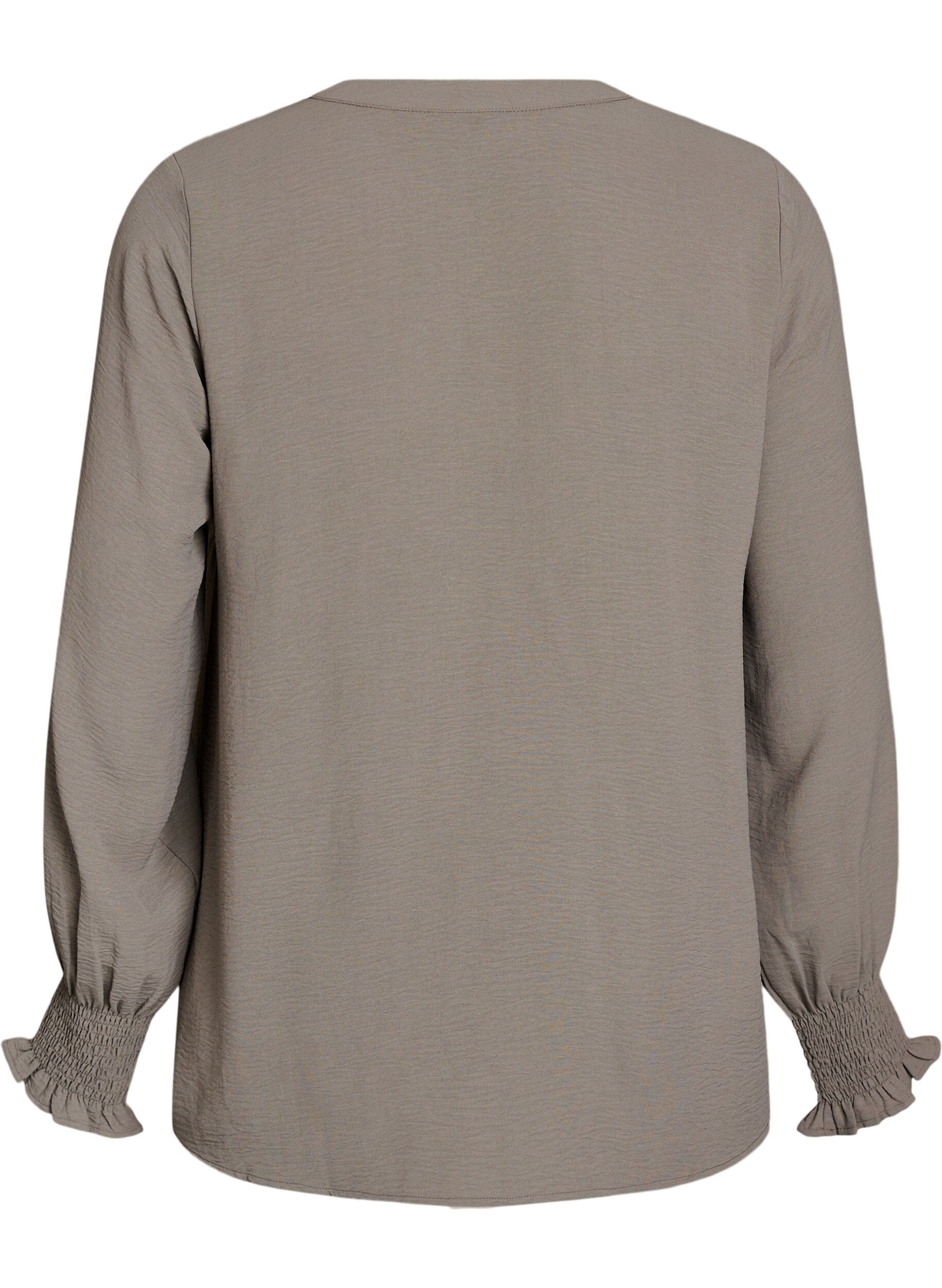 ZizzifashionBlouse with smock cuffs and V-neck, Beige, Packshot image number 1