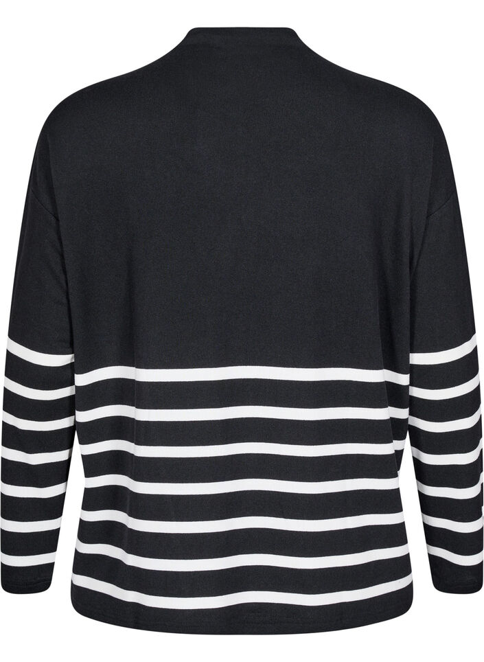 High neck, long-sleeved blouse, Black, Packshot image number 1