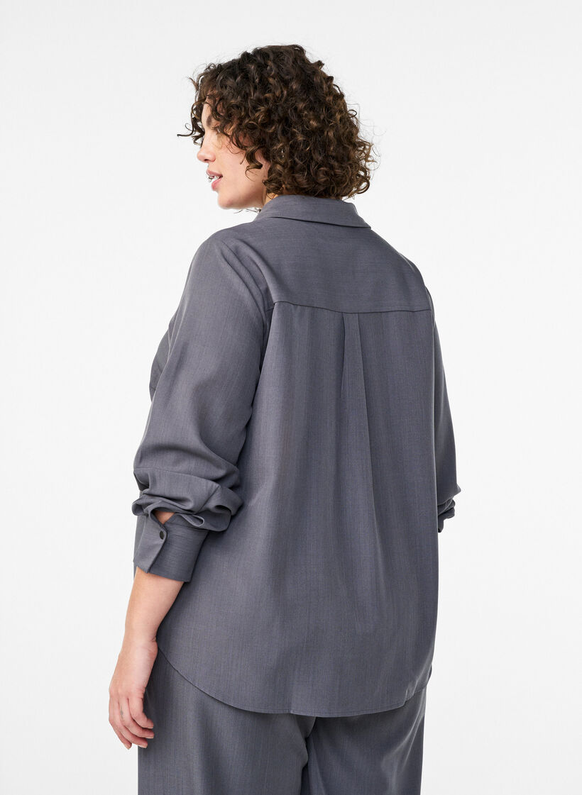 Shirt with collar and press buttons, Grey, Model image number 2