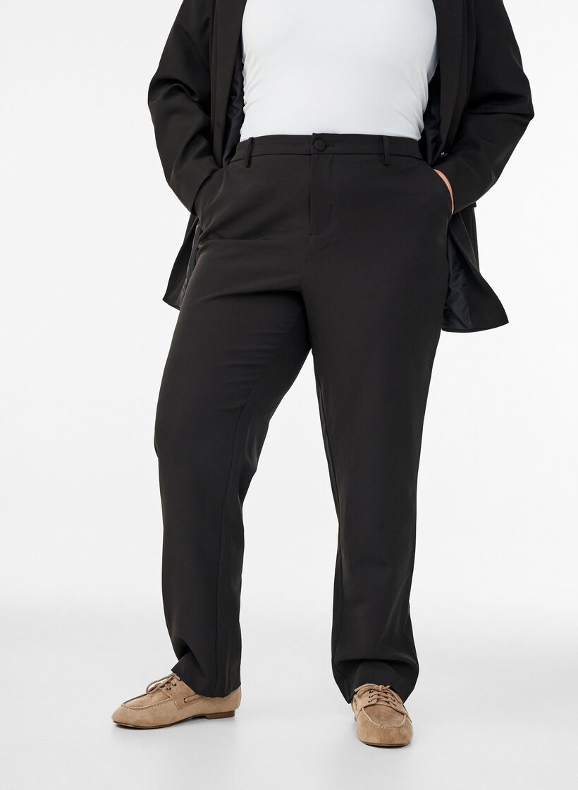 Trousers with pockets and straight legs, Black, Model image number 2