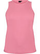 Cotton ribbed top with high neck, Rose, Packshot image number 0