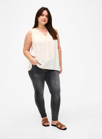 Viona regular waist jeans, Dark Grey Denim, Model