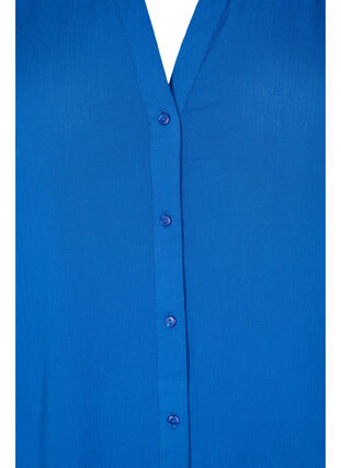 Short-sleeved viscose shirt with v-neck, Classic Blue, Packshot image number 2
