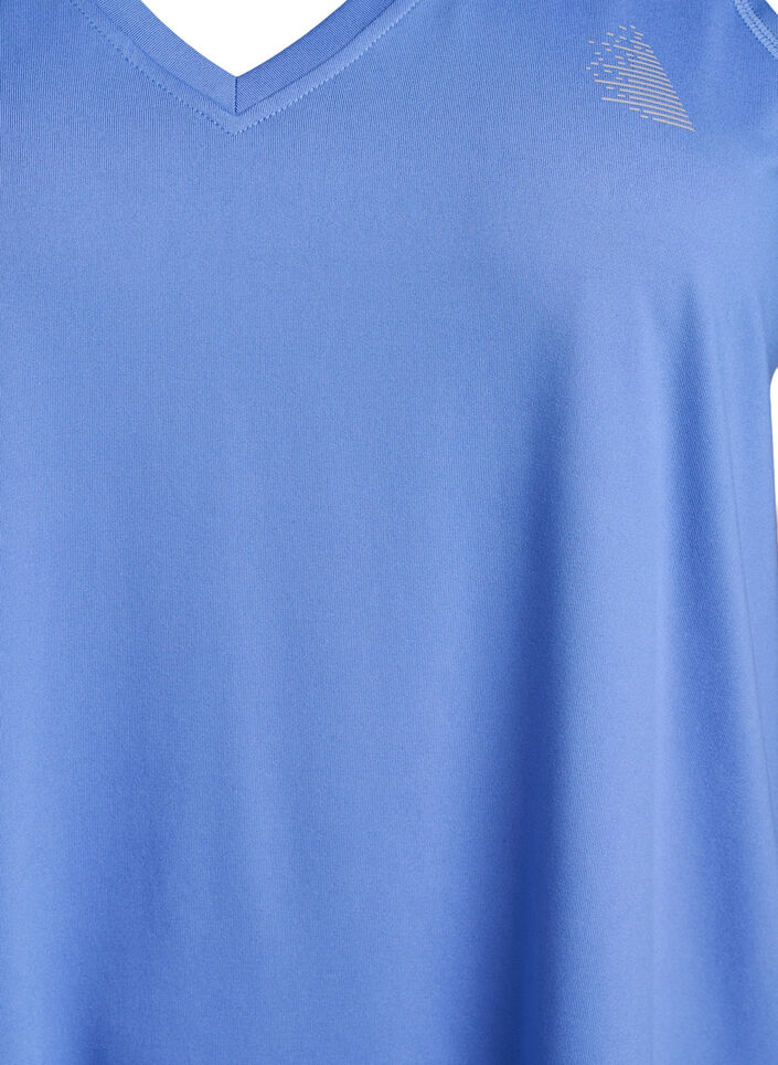 Workout top with v-neck, Blue, Packshot image number 2